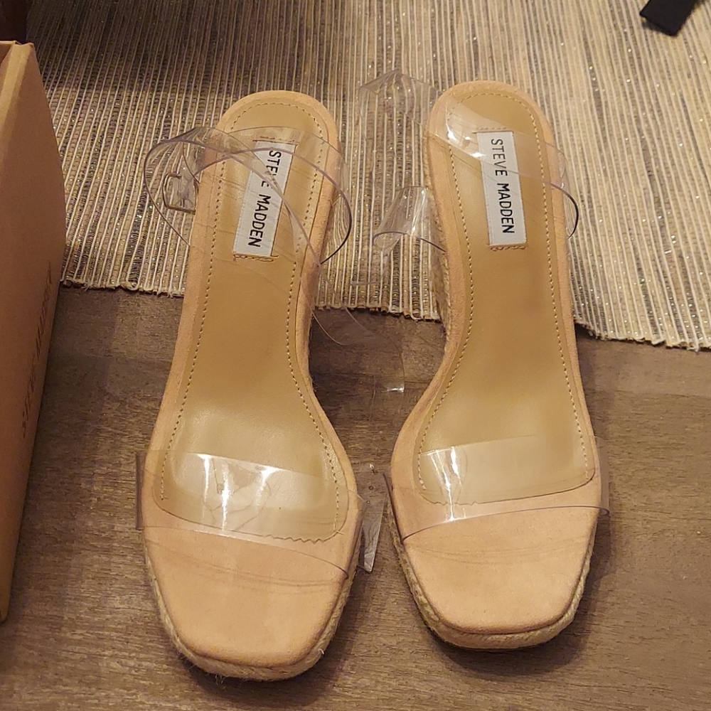 Steve Madden clear strap wedge
